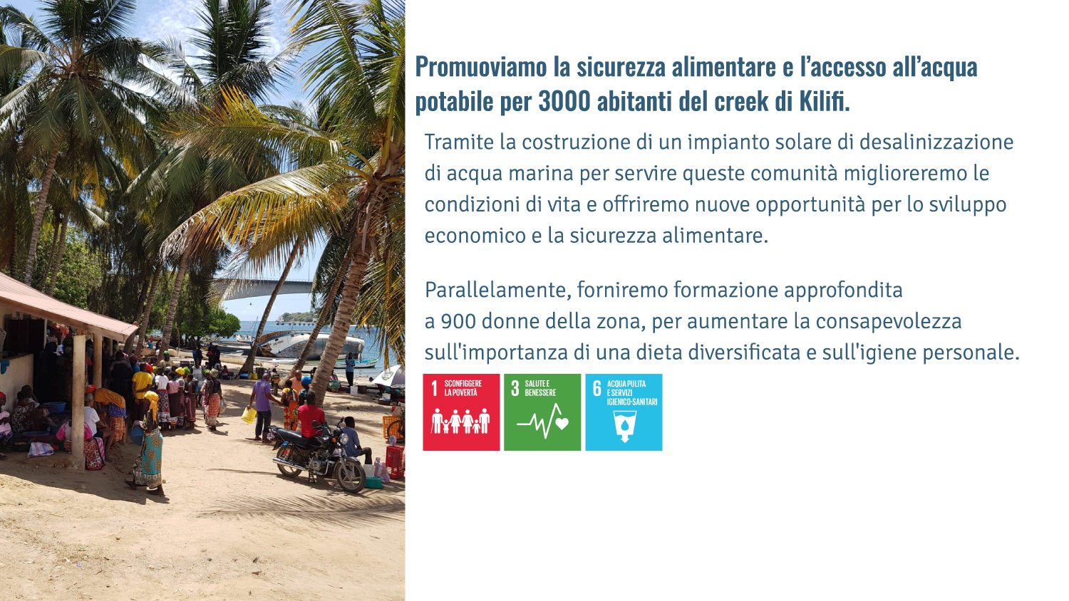 Promuoviamo la sicurezza alimentare e l’accesso all’acqua potabile per 3000 abitanti del creek di Kilifi.