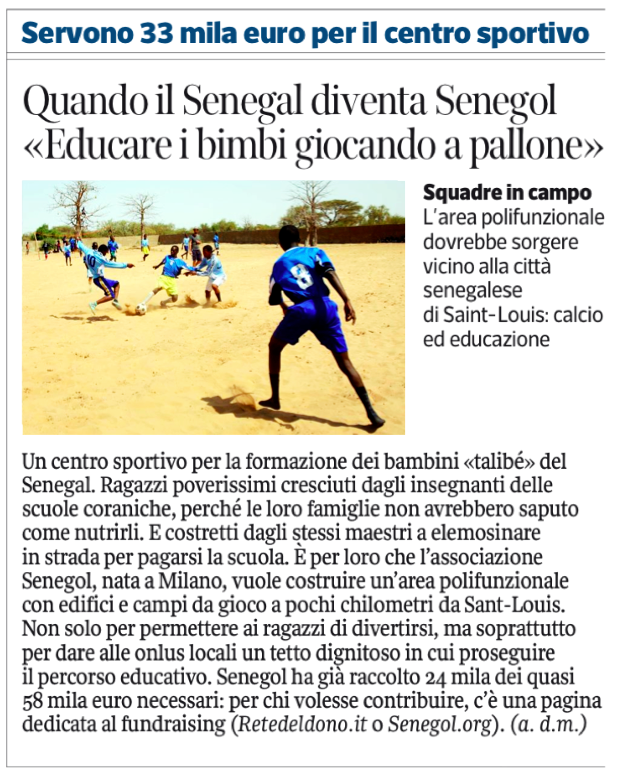 Un centro sportivo per i bambini del Senegal!-Senegol