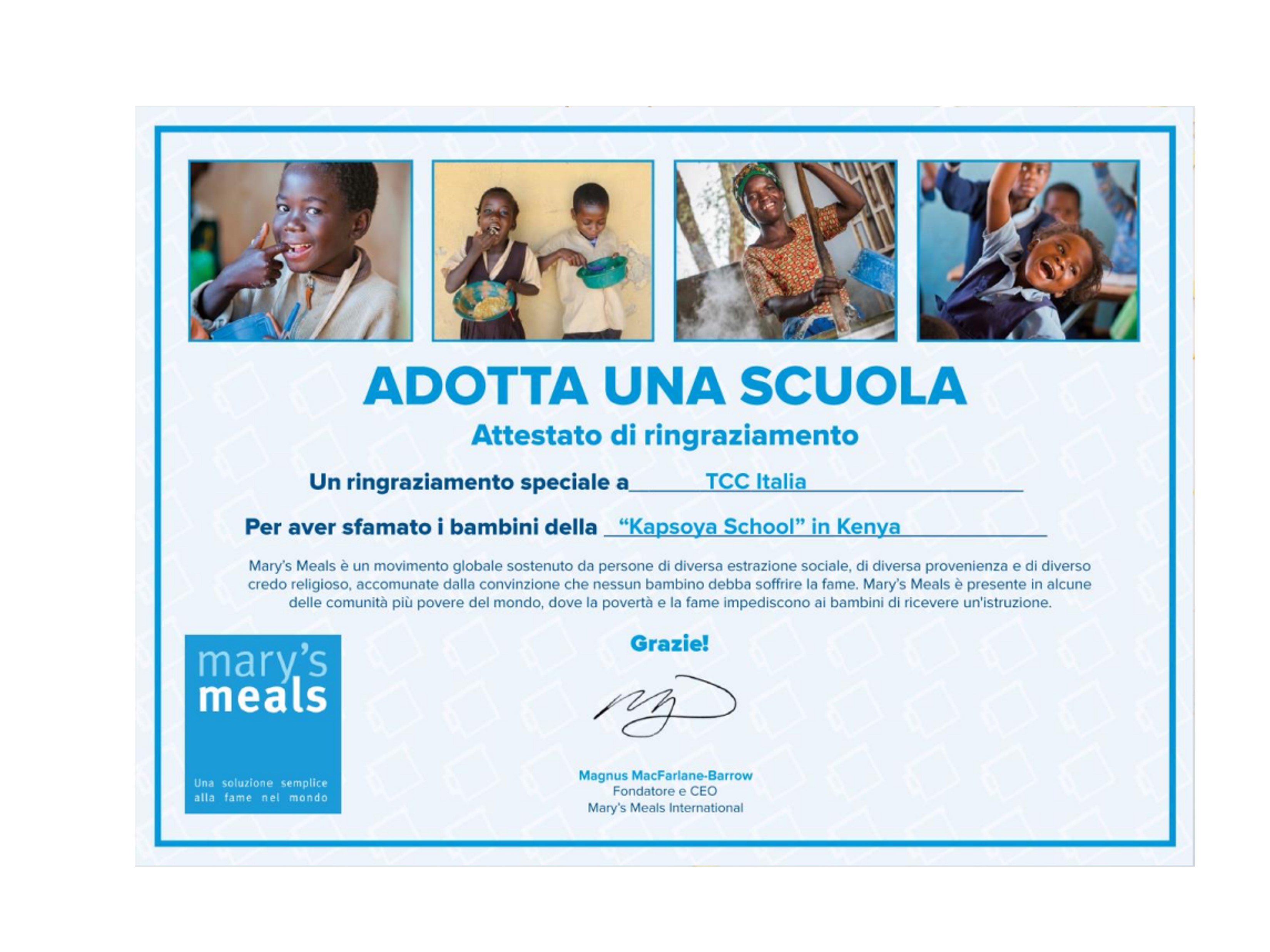 TCC Global per Mary’s Meals - 2023-Mary's Meals Italia